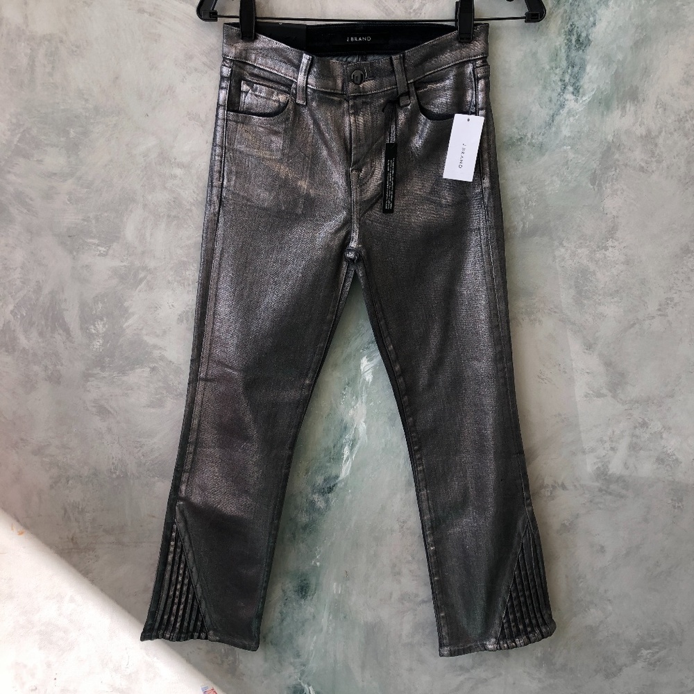 NEW | SILVER METALLIC FOILED CHROME | J Brand | Selena Crop
